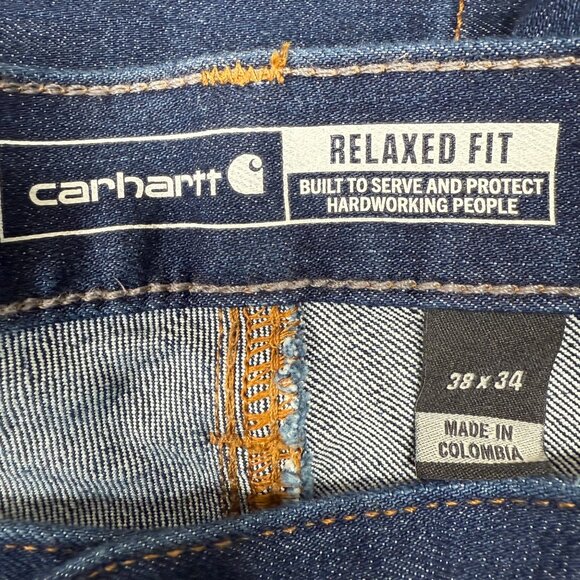 Carhartt Mens Size 38x34 Blue Force Relaxed Fit Low Rise 5-Pocket Jeans - Picture 3 of 10